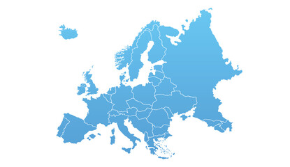 Europe map on white background. All countries in Europe Modern color. Can use for printing, website, presentation element, textile. World map vector illustration, high-resolution, travel.