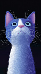 Purple kitty over black background - phone wallpaper