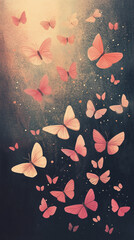 Whispers of Flight: Dreamy Butterflies in the Night - phone wallpaper