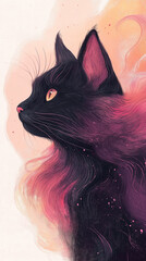 Abstract Kitty: Unique and Artistic Phone Wallpaper for Cat Lovers