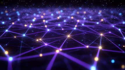 Abstract Network Connection with Glowing Lines and Nodes