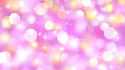 Abstract Pink and Yellow Bokeh Background with Lights and Glowing Circles