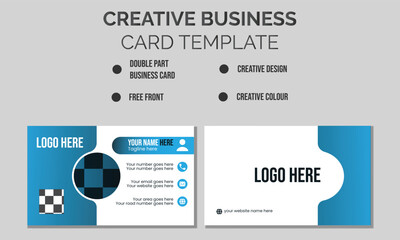 Creative, professional, advanced and expensive double sided business card design with smooth modern clean blue and black color gradient vector printable vector card design template