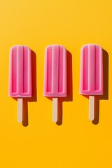 Pink popsicles on an orange and yellow background