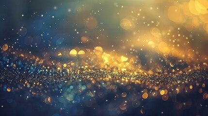 Naklejka premium Glowing abstract golden bokeh background with soft blurred sparkles, ideal for festive holiday designs, elegant event visuals, and luxurious celebration themes.