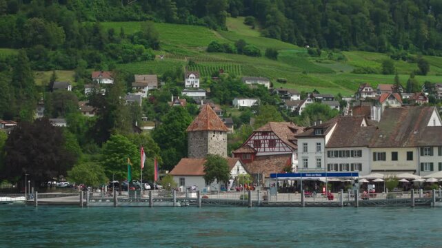 Stein am Rhein, Switzerland. Stein am Rhein ist eine Kleinstadt westlich des Bodensees im Nordosten der Schweiz. Small town west of Lake Constance in northeastern Switzerland in summer. 