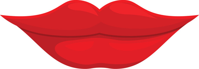 Red lips are showing kissing gesture, isolated on white background