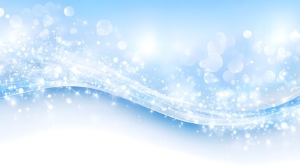 Abstract Blue Background with Sparkling Stars and Bokeh