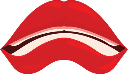 Red lips showing bottom teeth biting down cartoon caricature