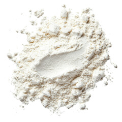 Fine white silk protein powder isolated on a transparent background