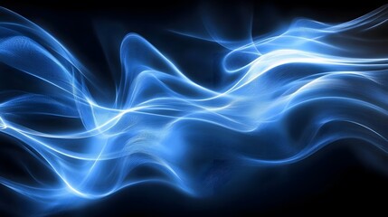 Fototapeta premium Abstract Blue Glowing Waves Digital Art Futuristic Design