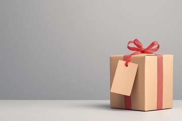 Parcel Box with Shipping Tags and Stamps on a Neutral Surface