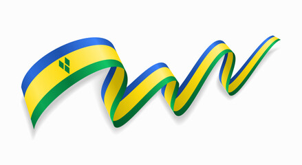 Saint Vincent and the Grenadines flag wavy abstract background. Vector illustration.