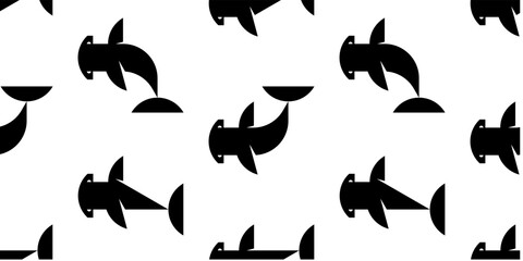 Seamless pattern with Hammerhead Shark. isolated on white background