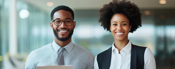 Two negotiators smiling while reviewing negotiation terms, negotiation influence, amicable business resolution