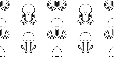 Seamless pattern with Octopus. isolated on white background