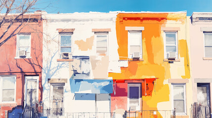 Watercolor of Brooklyn Brownstones