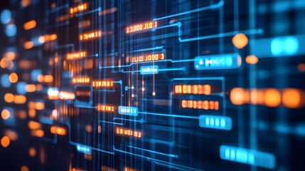 Fototapeta premium Abstract Digital Technology Background with Binary Code and Circuitry