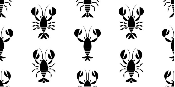 Seamless pattern with Crayfish. isolated on white background