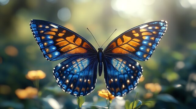 vibrant blue butterfly on white background isolated insect closeup realistic digital illustration