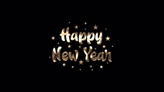 Happy New Year Animation Text in Gold Color. Great for video introduction 4K Footage and used as a card for New year celebration. Animated text Happy New Year in luxury style gold color.
