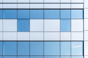 Modern building facade featuring blue glass windows and a sleek geometric design that exemplifies contemporary architecture.