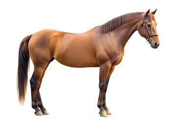 Fototapeta premium Brown horse standing isolated on white background