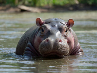 Fototapeta premium hippopotamus in river
