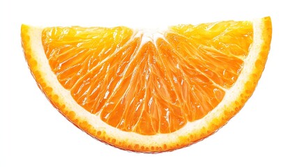 A juicy slice of orange isolated on a white background.