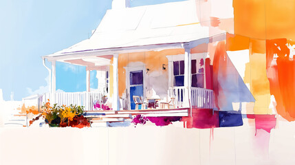 Watercolor of Cape Cod House