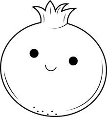 kawaii Pomegranate Fruit Cartoon Character illustration