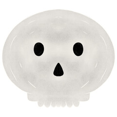 Hand drawn halloween skull Happy Halloween day set of elements