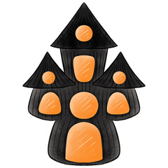 Hand drawn halloween castle Happy Halloween day set of elements