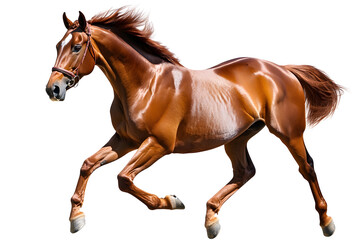 Fototapeta premium Running brown horse isolated on white background