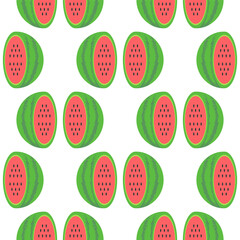 half watermelon pattern with white background, flat vector style 