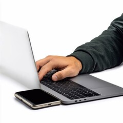 Closeup of businessman hands typing on keyboard on laptop computer
