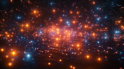 Obraz premium The Cosmic Dawn: Illuminated Horizons of a Digital Universe in Infinite Motion