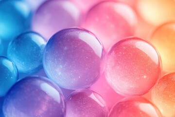 Colorful spheres with a gradient effect and soft light reflections.