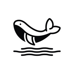 Black solid icon for whale
