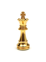 Golden chess king isolated on white background. Strategy planning and competition