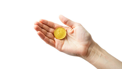 Fototapeta premium hand holding coin