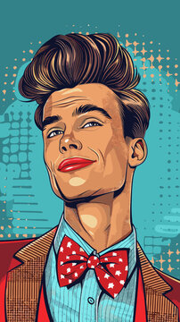 Portrait of a man in retro style. Vector illustration
