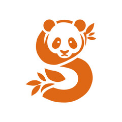 a logo for a panda with a leaf in the middle