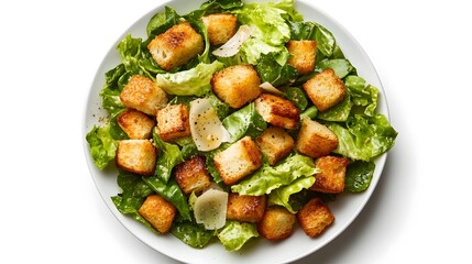 Crisp caesar salad with crunchy croutons and fresh lettuce