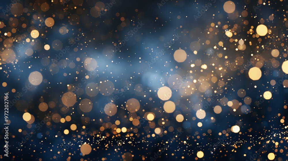 Canvas Prints enchanting abstract bokeh light effects sparkling on a navy blue background