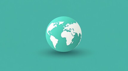 Simple 3D globe icon with a teal background.