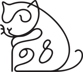 Line art cat vector