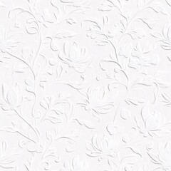 Elegant white embossed floral pattern with subtle delicate flowers and leaves