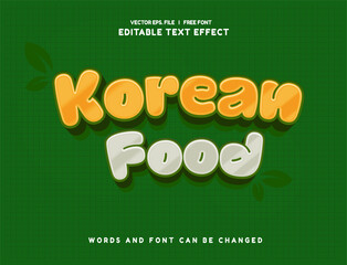 Editable text effect Korean Movie - Drama 3d cartoon template style premium vector	