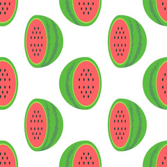 half watermelon pattern with white background, flat vector style 